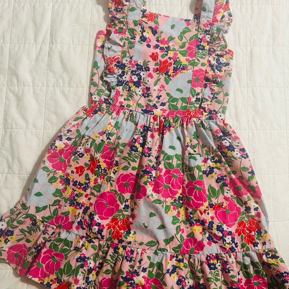 NWOT Girls’ Hanna Anderson Size 8 Floral Ruffle Sleeve Poplin Dress with Pockets